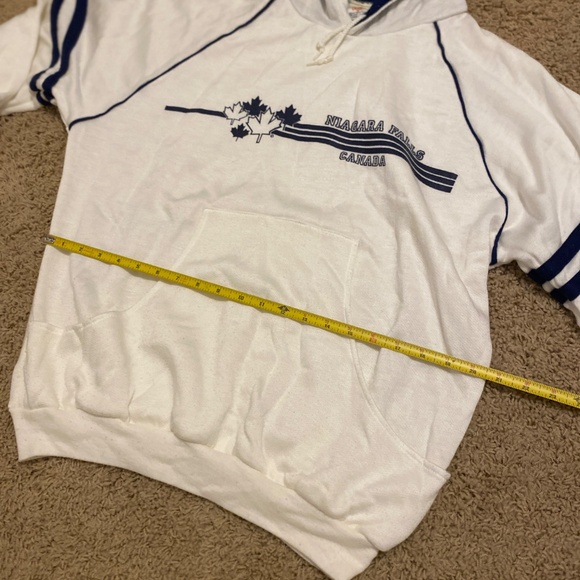 Vintage Canada Niagra Falls Hooded Sweatshirt White with Blue Trim Very Good Lg. - Picture 10 of 17